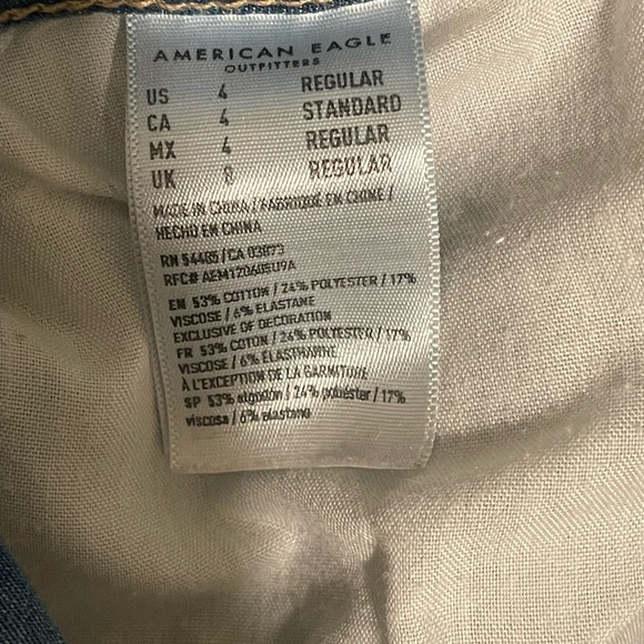 American Eagle Blue Distressed Super High Rise Jegging Jeans Next Level Stretch - Picture 7 of 7